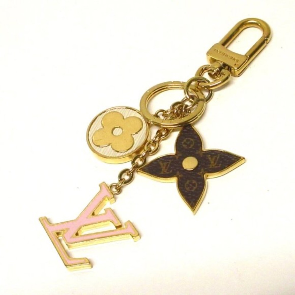 100% Authentic LOUIS VUITTON Porte Cles Spring Street Gold Pink Keycharm - Picture 4 of 4